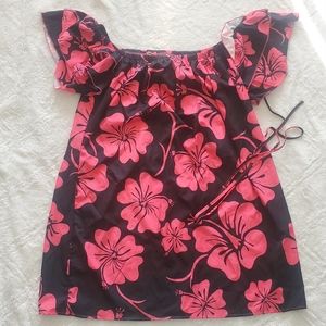 NWT Shein print off the shoulder belted dress
